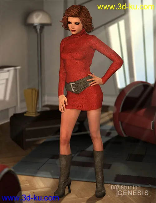 Turtleneck Sweater Dress模型的图片1
