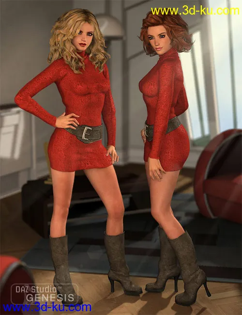 Turtleneck Sweater Dress模型的图片3