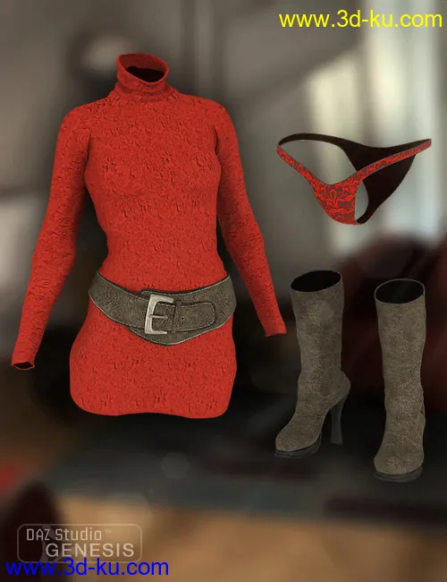 Turtleneck Sweater Dress模型的图片4