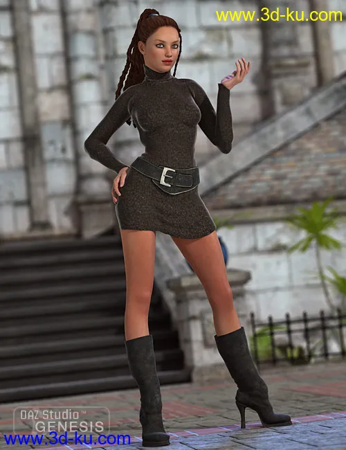 Turtleneck Sweater Dress Textures模型的图片1