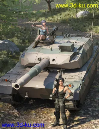 3D打印模型Type-10 Japanese Battle Tank and Forest Environment的图片