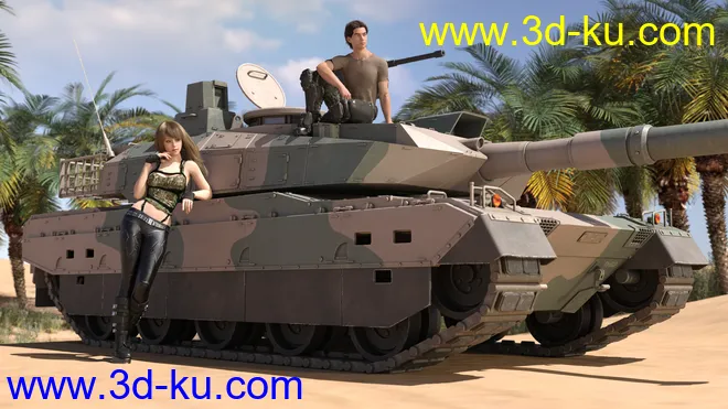 Type-10 Japanese Battle Tank and Forest Environment模型的图片4