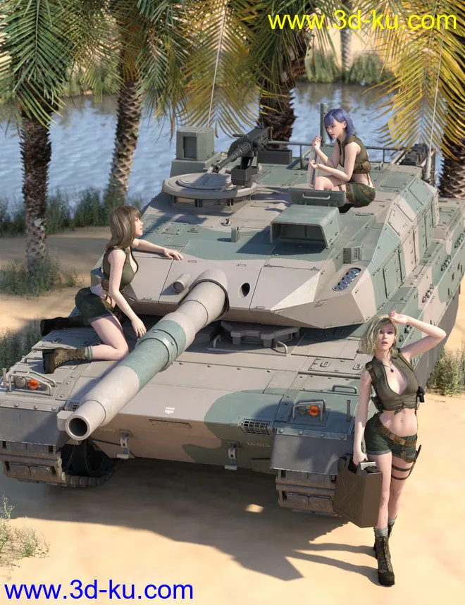 Type-10 Japanese Battle Tank and Forest Environment模型的图片13
