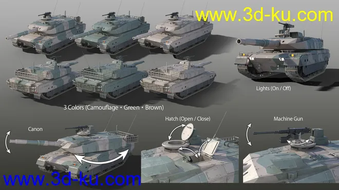 Type-10 Japanese Battle Tank and Forest Environment模型的图片16