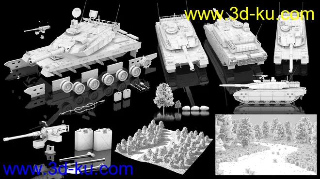 Type-10 Japanese Battle Tank and Forest Environment模型的图片18