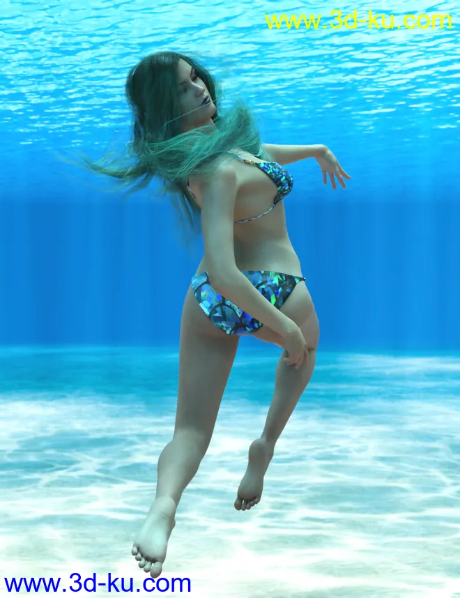 Underwater Poses for Genesis 8 Female模型的图片3