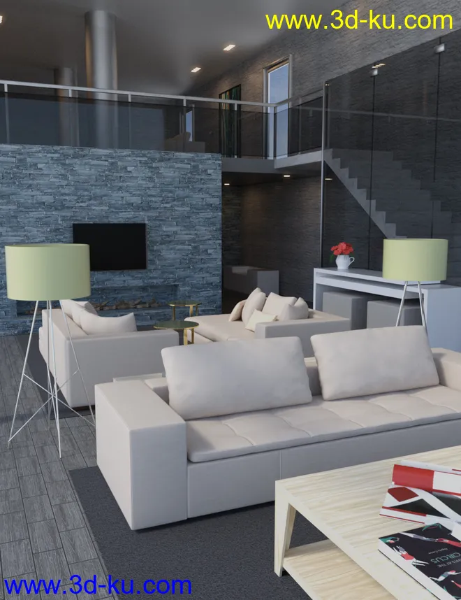 Upper Living Room模型的图片1