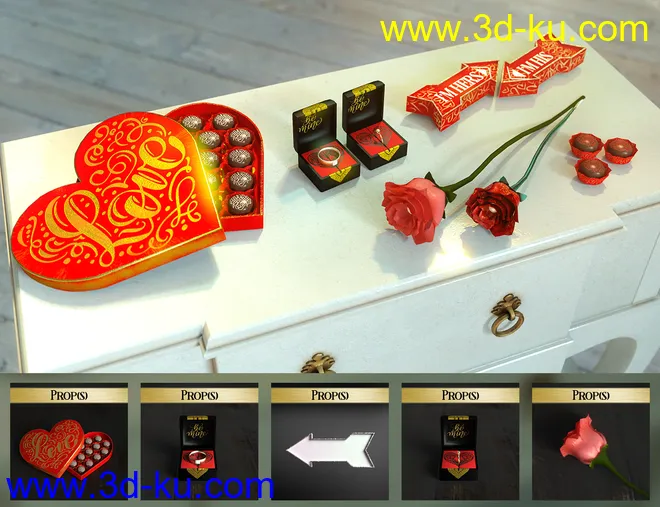 Valentine's Kit for Genesis 3 & 8模型的图片3