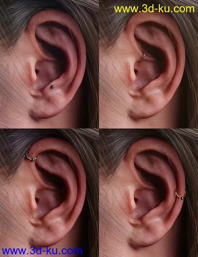 Vario Piercings for Genesis 8.1 Female模型的图片8