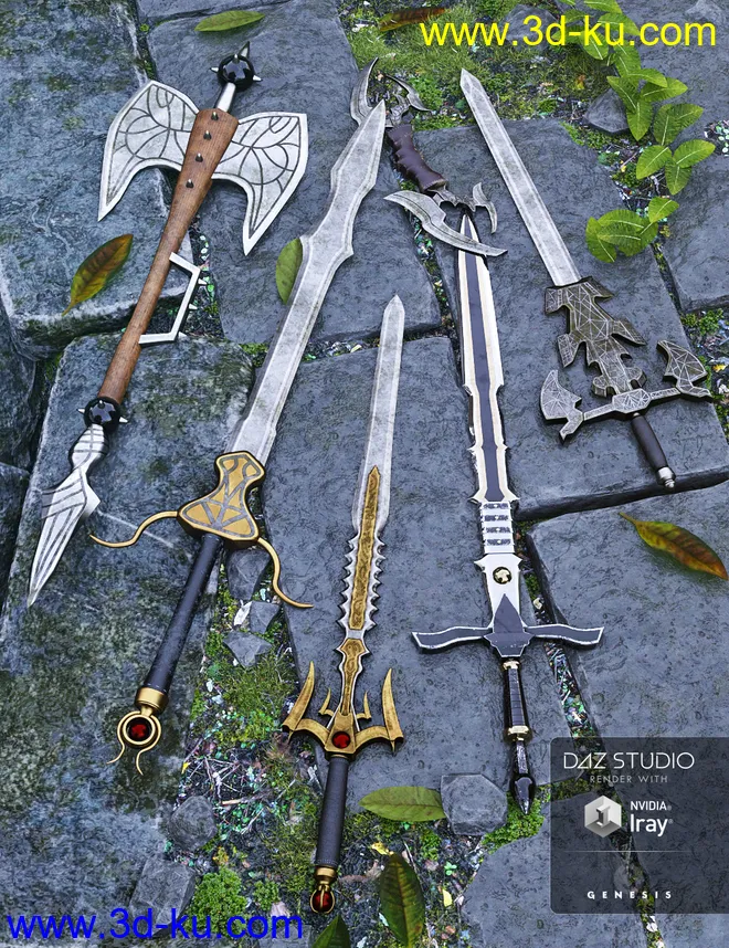 Weapon Collection for Genesis 3 and 8 Male(s)模型的图片1