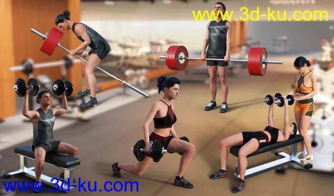 Weight Workout Props and Poses for Genesis 8模型的图片5