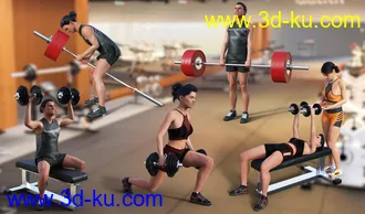 3D打印模型Weight Workout Props and Poses for Genesis 8的图片