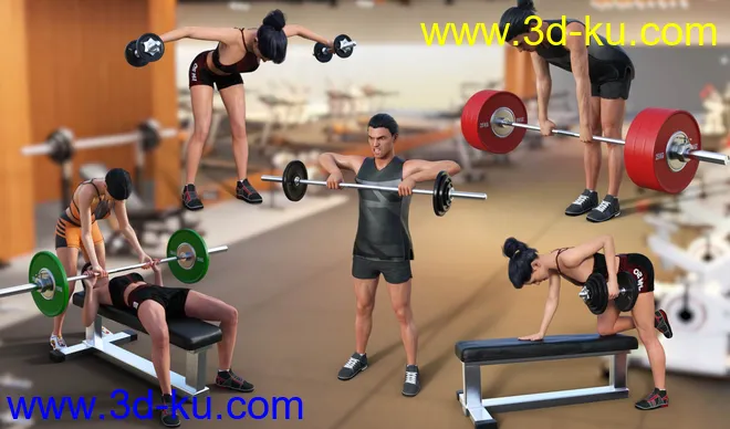Weight Workout Props and Poses for Genesis 8模型的图片6
