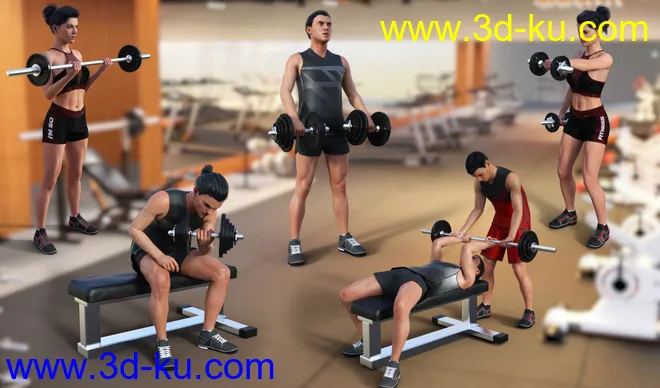 Weight Workout Props and Poses for Genesis 8模型的图片7