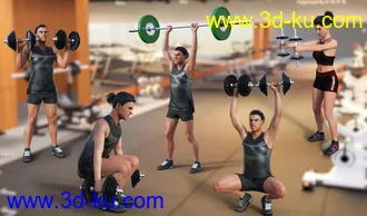 3D打印模型Weight Workout Props and Poses for Genesis 8的图片