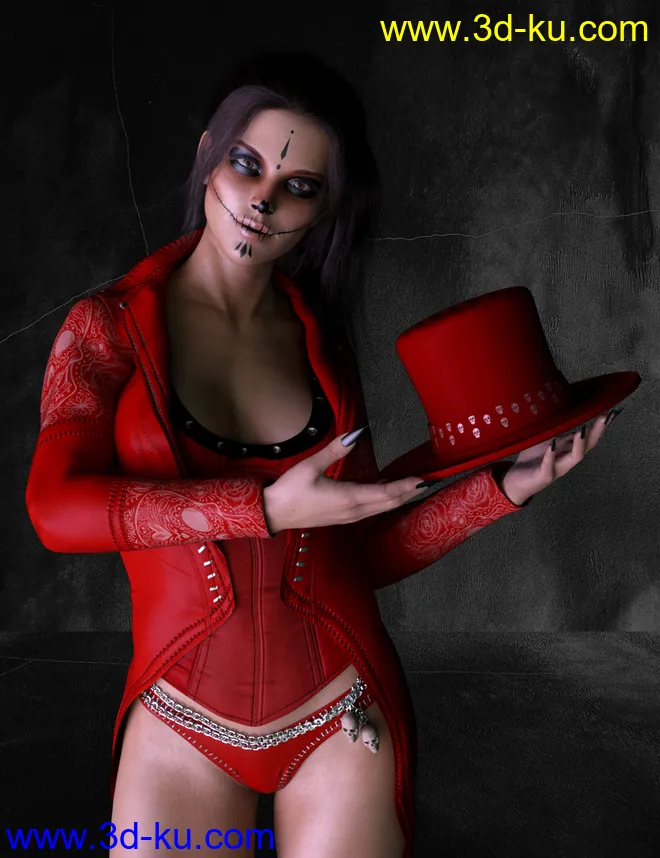 X-Fashion Doctor Skeleton Costume for Genesis 8 Females模型的图片2