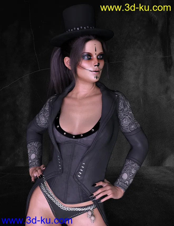 X-Fashion Doctor Skeleton Costume for Genesis 8 Females模型的图片3
