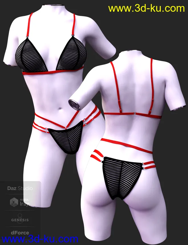 X-Fashion Eva Lingerie for Genesis 8 Female(s)模型的图片1