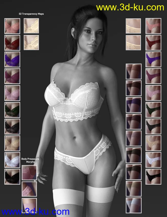 X-Fashion Sexy Sweet Lingerie for Genesis 8 Females模型的图片3