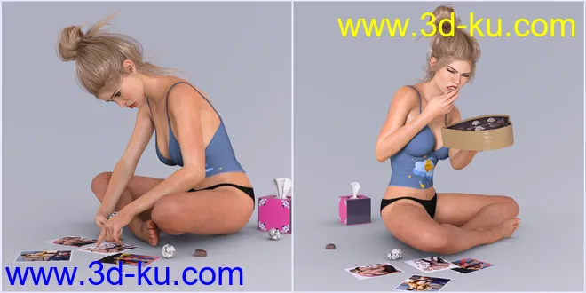 Z Alone on Valentines Props and Poses for Genesis 3 and 8 Female模型的图片4