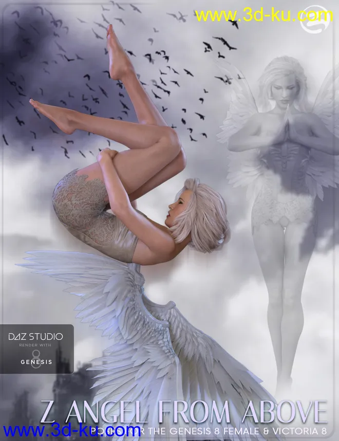 Z Angel From Above - Poses for Genesis 8 Female & Victoria 8模型的图片1