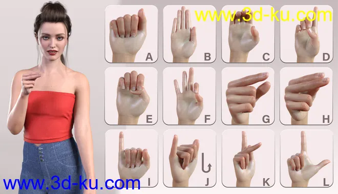 Z ASL Alphabet for Genesis 8.1 Female and Victoria 8.1模型的图片4