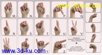3D打印模型Z ASL Alphabet for Genesis 8.1 Female and Victoria 8.1的图片