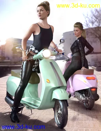 3D打印模型Z Belina Bike and Poses for Genesis 8.1 Female and Victoria 8.1的图片
