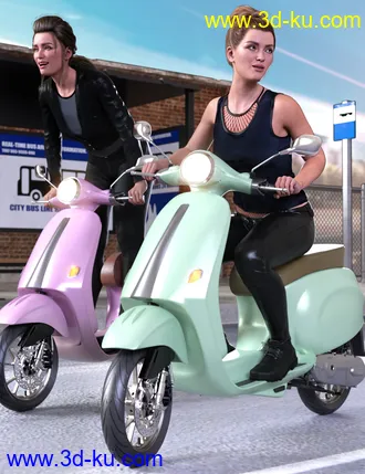 3D打印模型Z Belina Bike and Poses for Genesis 8.1 Female and Victoria 8.1的图片