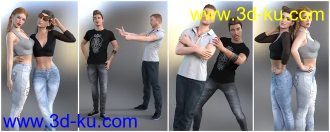 Z Best Friends - Couple Poses for Genesis 3 and 8模型的图片3