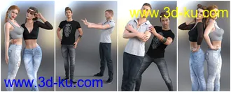 3D打印模型Z Best Friends - Couple Poses for Genesis 3 and 8的图片