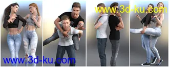 3D打印模型Z Best Friends - Couple Poses for Genesis 3 and 8的图片