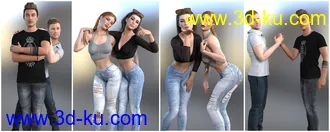 3D打印模型Z Best Friends - Couple Poses for Genesis 3 and 8的图片