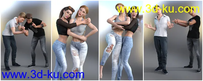 Z Best Friends - Couple Poses for Genesis 3 and 8模型的图片6