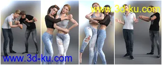 3D打印模型Z Best Friends - Couple Poses for Genesis 3 and 8的图片
