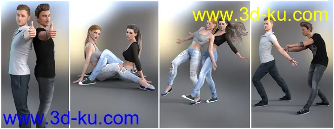 Z Best Friends - Couple Poses for Genesis 3 and 8模型的图片7