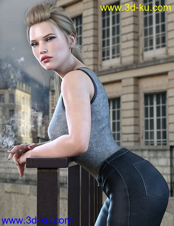 Z Cigarette Break Props and Poses for Genesis 8模型的图片2