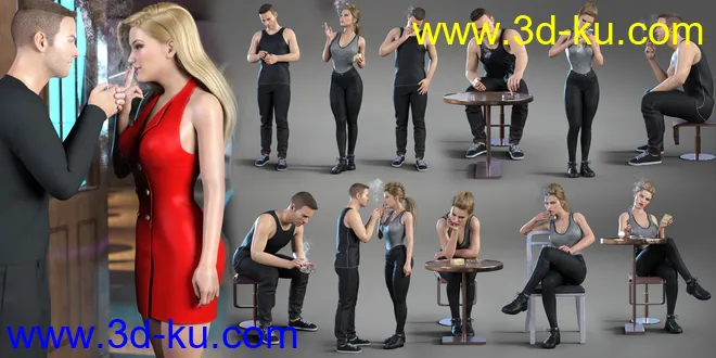 Z Cigarette Break Props and Poses for Genesis 8模型的图片7