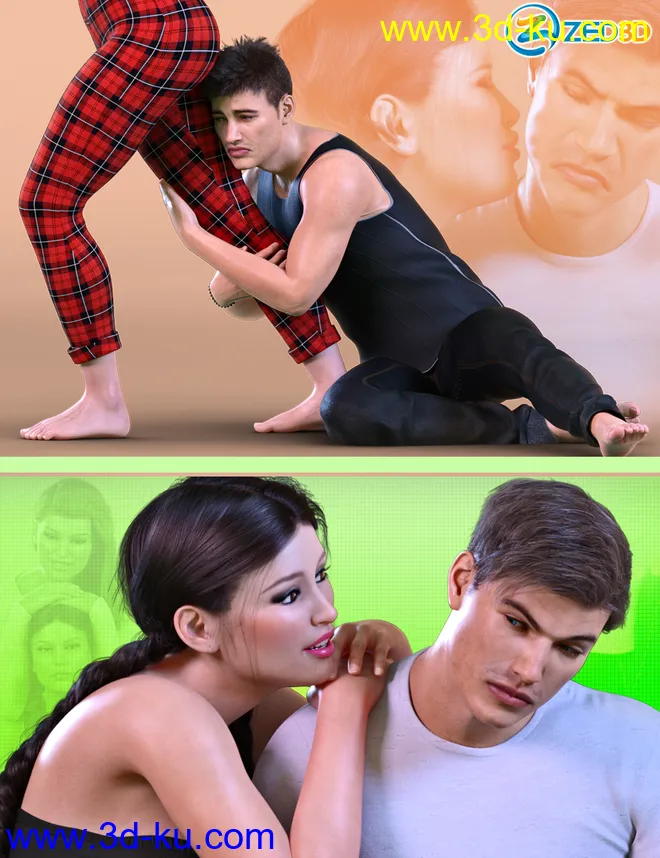 Z Clingy and Needy Poses for Genesis 3 and 8模型的图片1