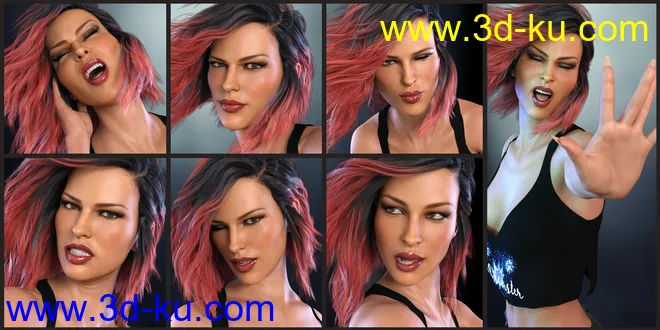 Z Daredevil - Dialable and One-Click Expressions for Genesis 8 Female(s)模型的图片4