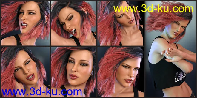 Z Daredevil - Dialable and One-Click Expressions for Genesis 8 Female(s)模型的图片5