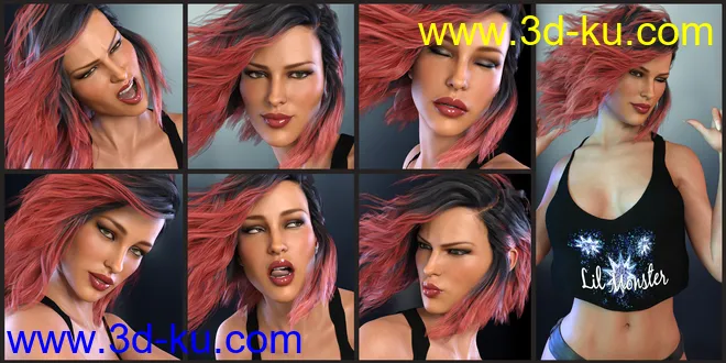 Z Daredevil - Dialable and One-Click Expressions for Genesis 8 Female(s)模型的图片6