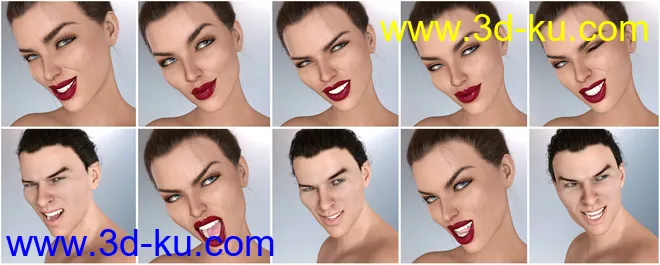 Z Devilish Smiles and Expressions for Genesis 3 and 8模型的图片3