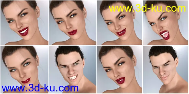 Z Devilish Smiles and Expressions for Genesis 3 and 8模型的图片4