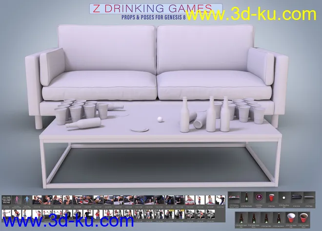 Z Drinking Games Props and Poses for Genesis 8模型的图片13