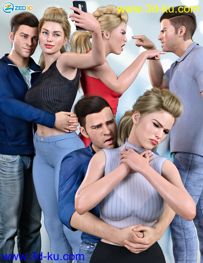 Z Everyday Couple Poses for Genesis 8 and 8.1模型的图片1