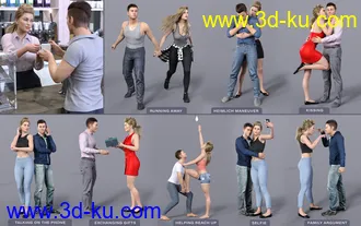 3D打印模型Z Everyday Couple Poses for Genesis 8 and 8.1的图片