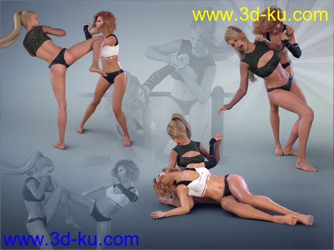 Z Fight Club - Couple Poses for Genesis 3 & 8 Female模型的图片5