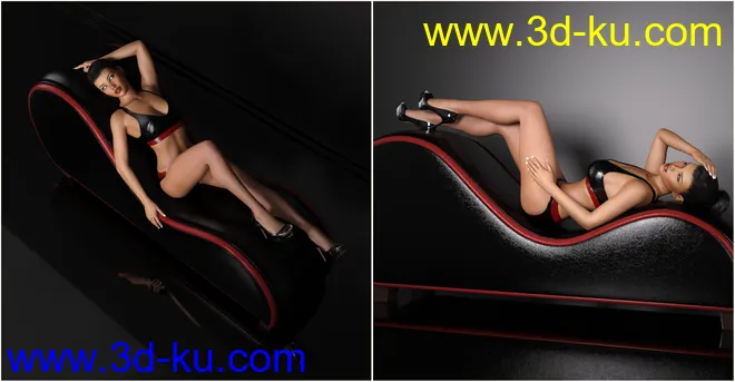 Z Leather Lounge - Prop and Poses for Genesis 3 and 8 Female模型的图片11