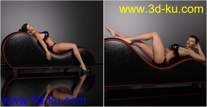 Z Leather Lounge - Prop and Poses for Genesis 3 and 8 Female模型的图片12